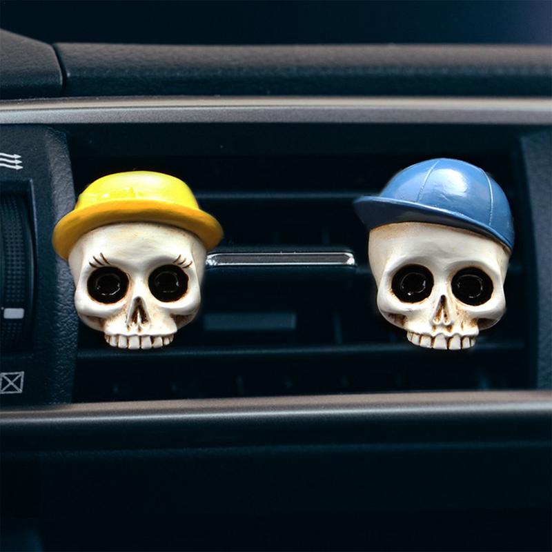 Car Air Freshener Vent Clip Skull Car Aromatic Vent Clip Automotive Air Fresheners 2Pcs Car Air Freshener Clips Car Interior