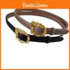 Women Leather Belt With Flowers Shaped Metal Buckle For Daily Casual Use Office