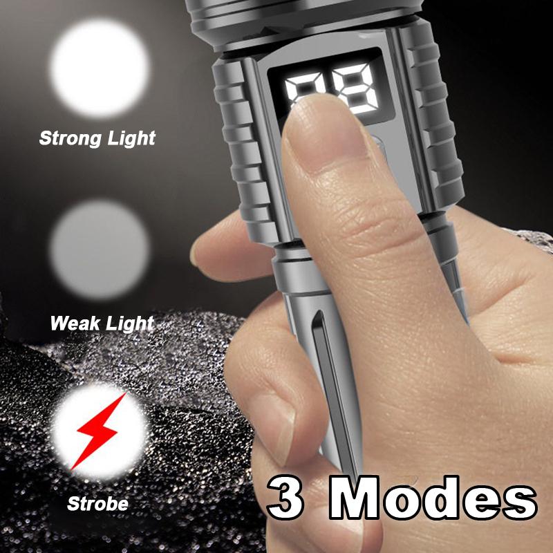 Супермощный портативный фонарь, сильный свет, дальний свет, фонарик высокой мощности, перезаряжаемый через USB, фонарь для кемпинга, рыбалки