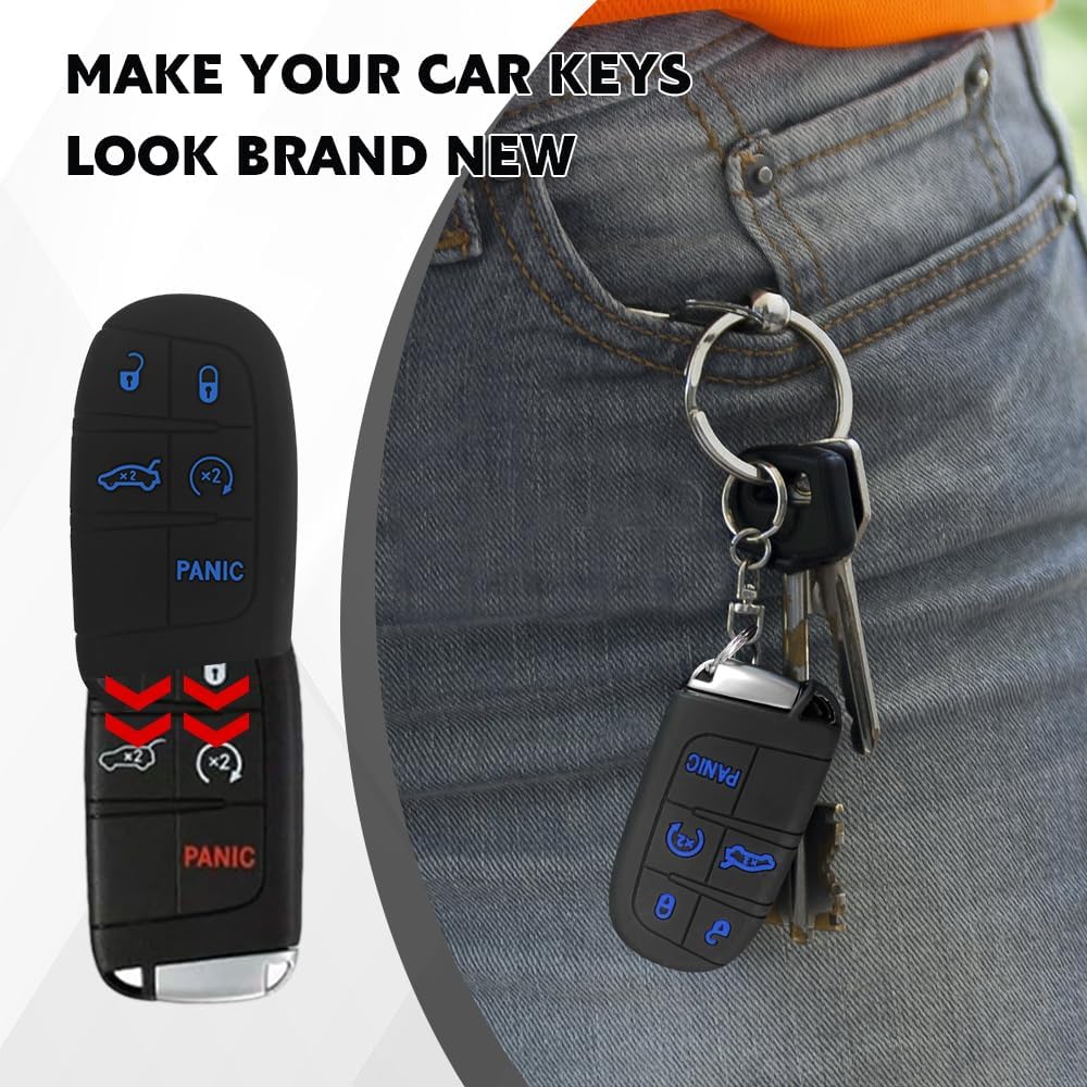 5 Buttons Car Key Fob Cover, Key Fob Case, Premium Soft Full Protection Keys Case Shell, Car Accessories 5 Button Silicone Remote Smart Protector