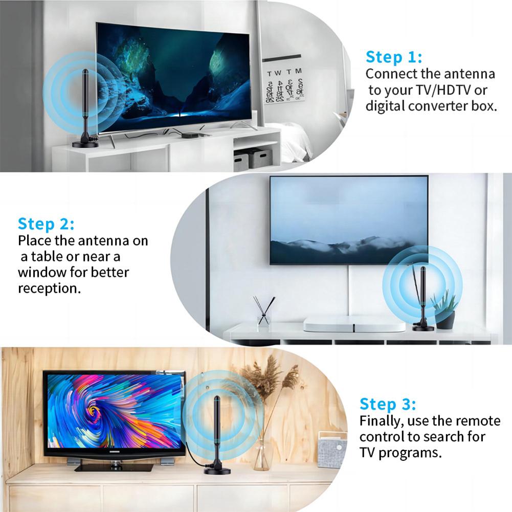 4K/1080P HD Digital TV Antenna 480+ Miles Digital HD Aerial Indoor Outdoor Antenna W/ Signal Amplifier for DVB-T2 TV HDTV
