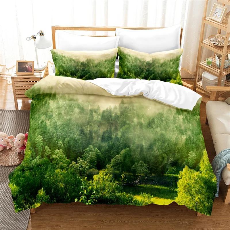Natural Scenery Duvet Cover Set Forest Bedding Set Quilt Cover Queen Bed Luxury Comforter Bed Cover Set