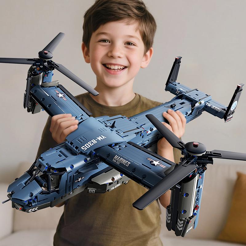 TOYLINX 1486 деталей Конвертоплан Вертолет Строительные Блоки 360° Пропеллер Военный Вертолет Блок DIY Сборка Самолета Игрушка
