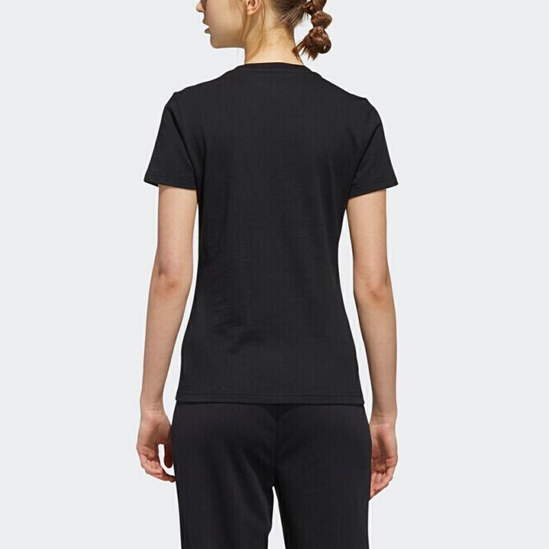 Adidas Neo Casual Sport Round Neck Short Sleeve T-Shirt Women Tops Black EI4724