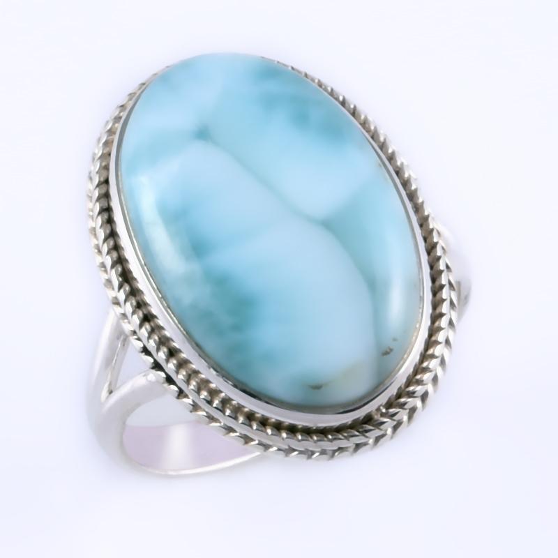 Natural Republic Larimar Gemstone Handmade 925 Sterling Silver Ring S.7" S7T08