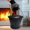 Ash Bucket with Spade and Hand Brush Fireplace Tool Versatile Sturdy Accessory Round