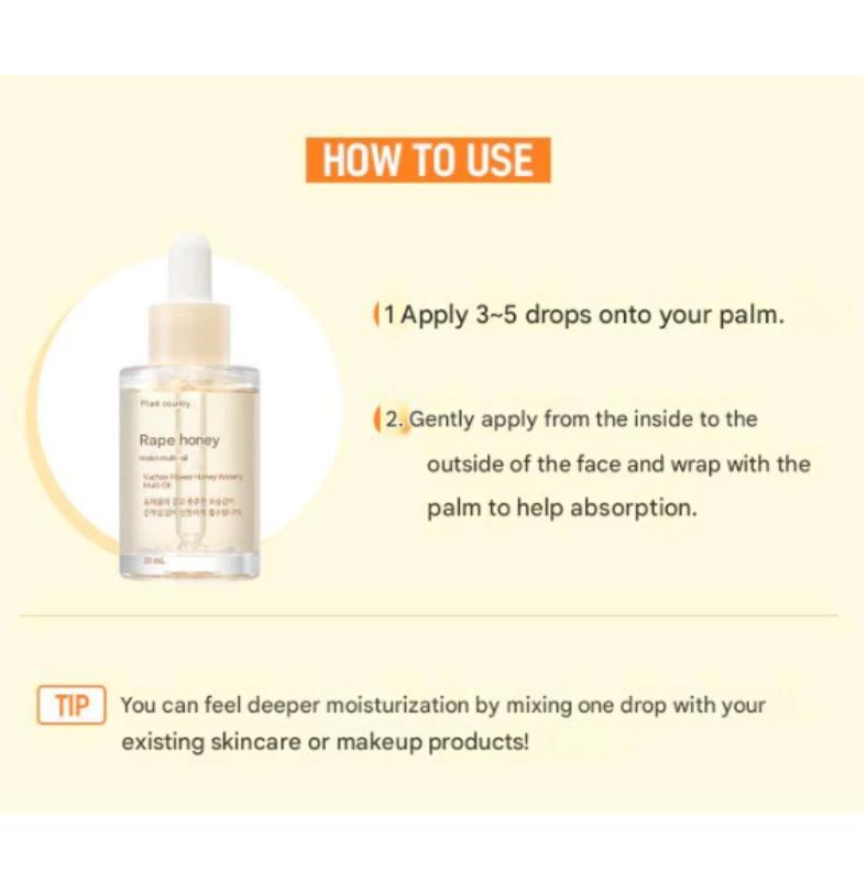 Sikmulnara Рапсовое медовое мультимасло – 30 мл | Питательное масло для сияния из Кореи