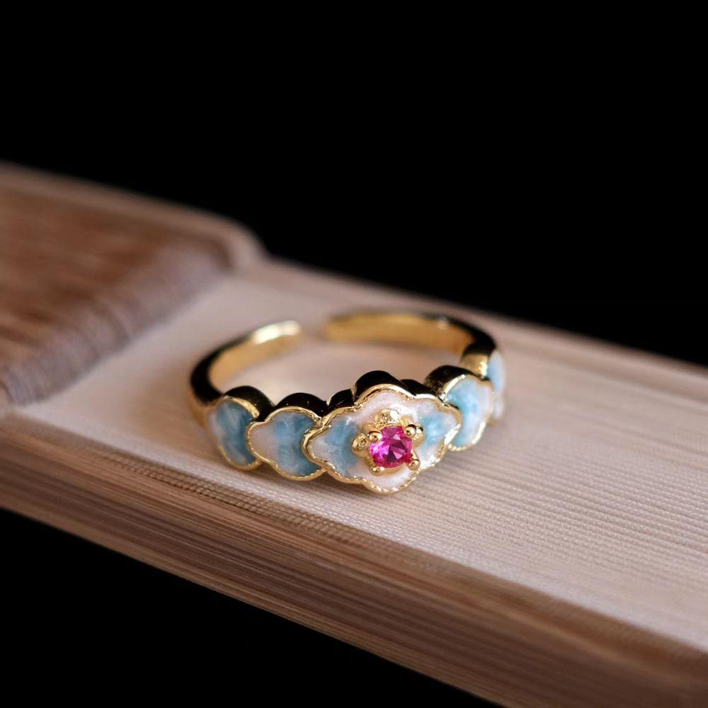 Exquisite Vintage Open Rings Gourd Chinese Style Rings Unique Enamel Finger Rings Cheongsam