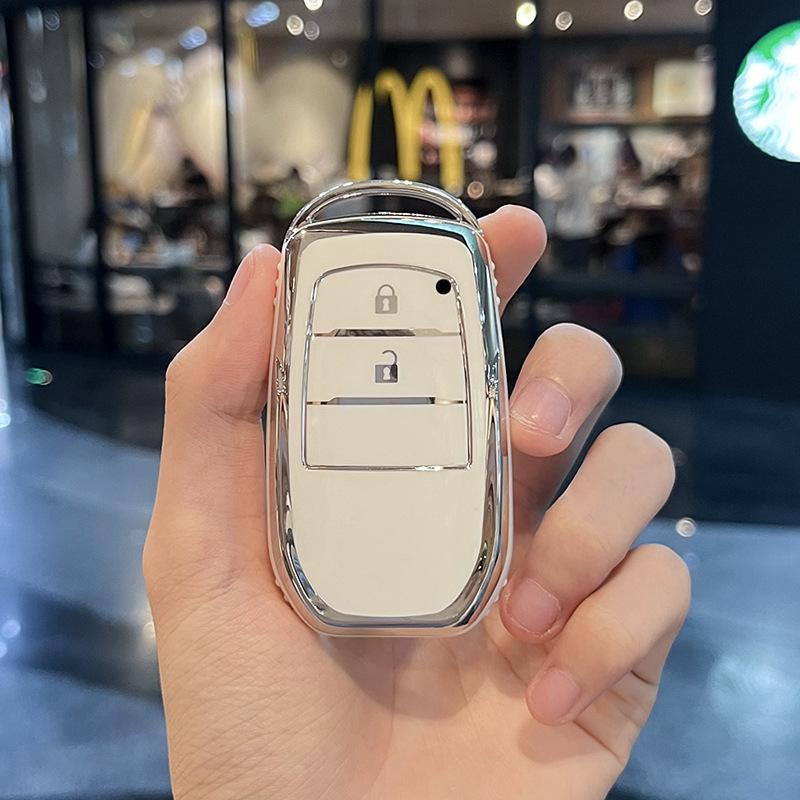2 Buttons TPU Car Key Case Cover for Toyota Hilux Innova Rav4 Fortuner Yaris 2021 Key Shell Fob Holder Accessories