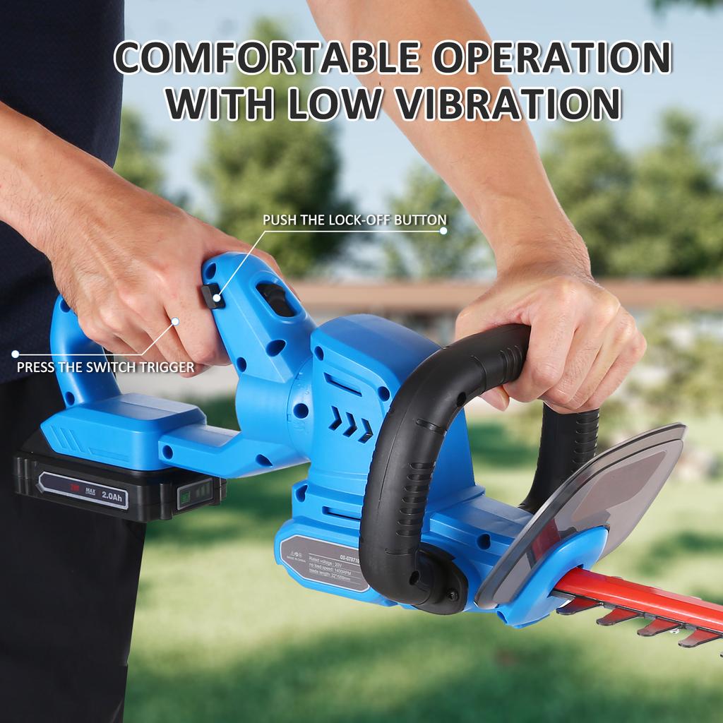 Аккумуляторный кусторез, электрический кусторез 20 В с лезвиями двойного действия 22 дюйма, режущая кромка 3/4 дюйма
