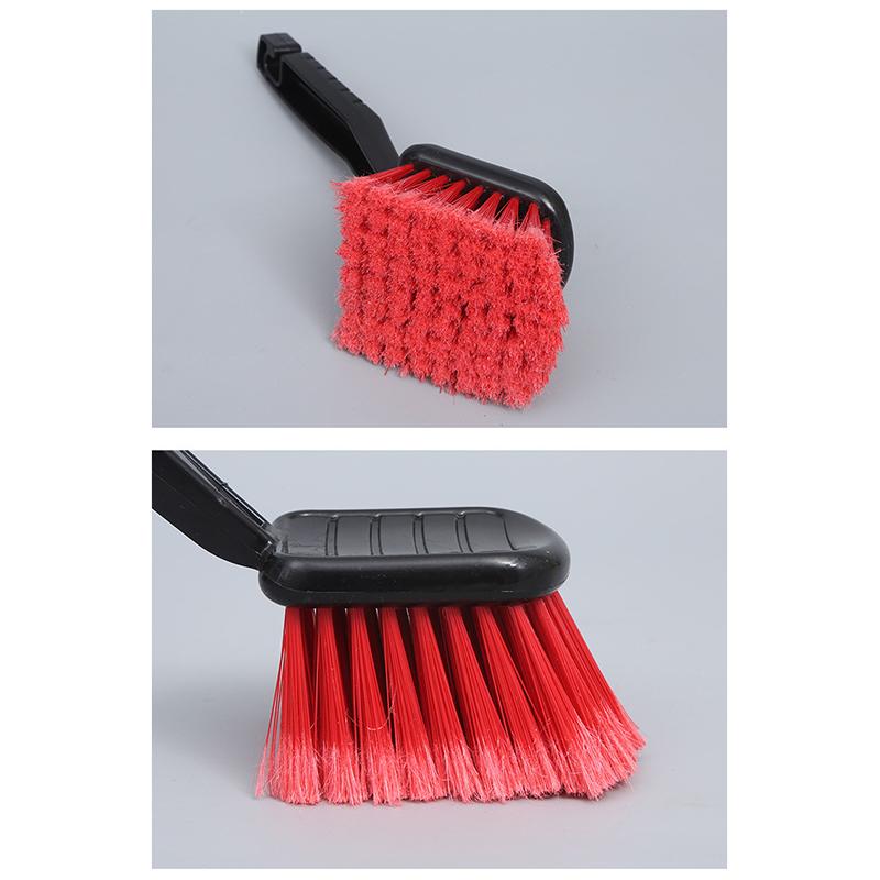 Автомобильная щетка для чистки шин с красной щетиной и черной ручкой, моющие инструменты для автодетейлинга, чистка мотоциклов