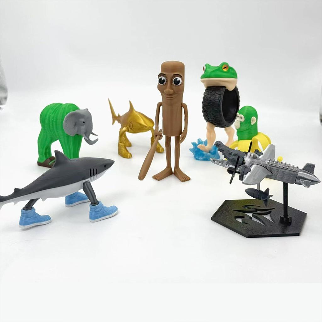 Мини-фигурка TungTungTungSahur, Фигурка TungTungTungSahur, Коллекционная, 3D-печать, Интернет-мем, Итальянский персонаж с мозговой гнилью, Игрушка с мозговой гнилью, 13 см (Набор из