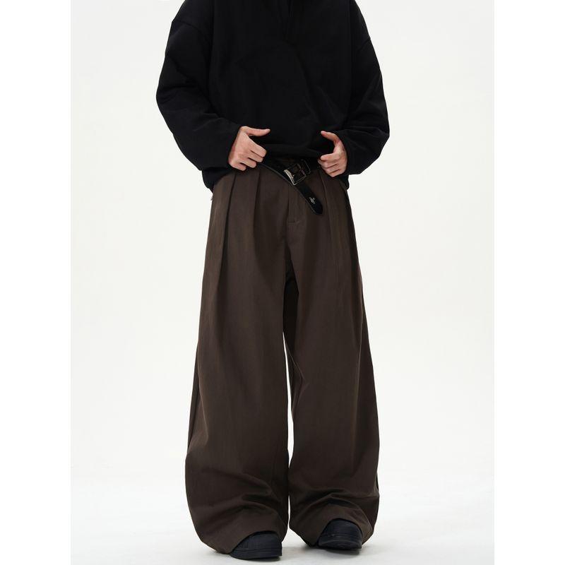 Kisko American Retro Pleated Baggy Wide Leg Pants Men and Women Simple Classy Loose Feeling Loose Casual Suit Pants