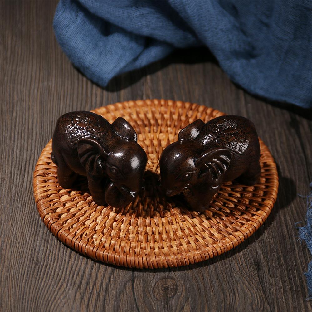 PCS Carved Home Decor Micro Landscape Elephant Statue Natural Wood Miniature Craft Animal Figurines
