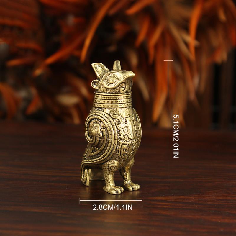 New Ancient Owl Zun Bronze Vessel Retro Style Metal Craft For Tea Table Entrance Decor Chinese Cultural Artifact Collectible