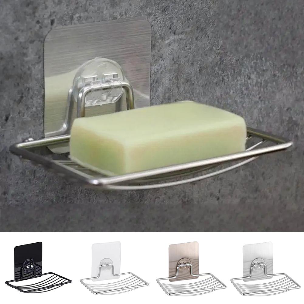 1PC Stainless Steel Bathroom Soap Holder No-Drill Wall-Mounted Design, Single Layer Drainage Design, Simple And Practical Bathroom Shelf