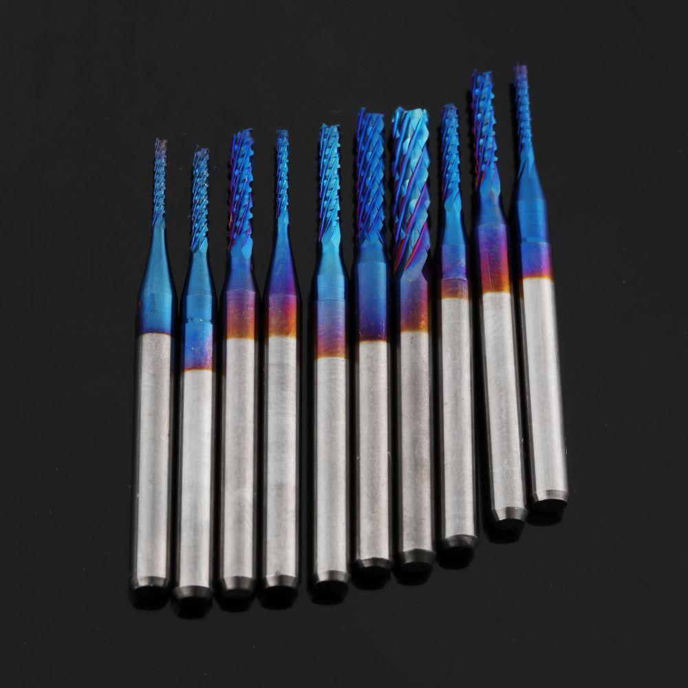 0.8-3.175mm Grinding Blue Titanium Coated PCB Machine Carbide Milling Cutter Edge Cutter End Mill
