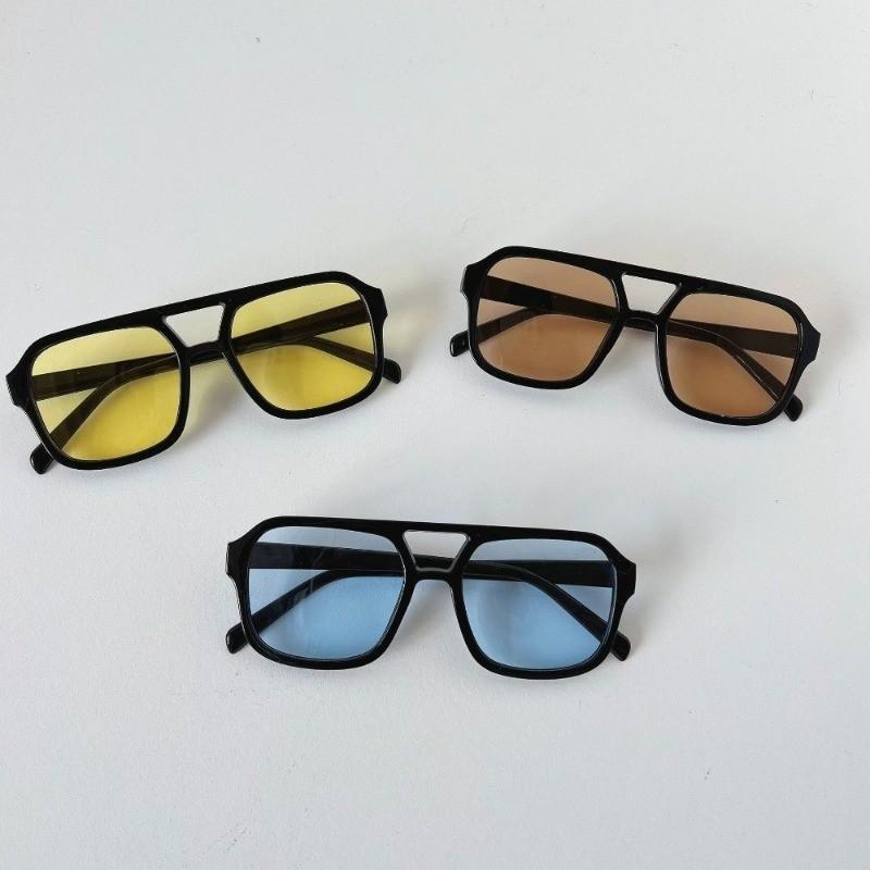 3 PC New Fashion Square  Sunglasses Korean Fashion Retro Large Frame Pilot Sunglasses Ocean Piece Multicolor