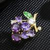 Grape Crystal Brooch Pin Rhinesone Fruits Women's Brooches Wedding Jewelry Gifts
