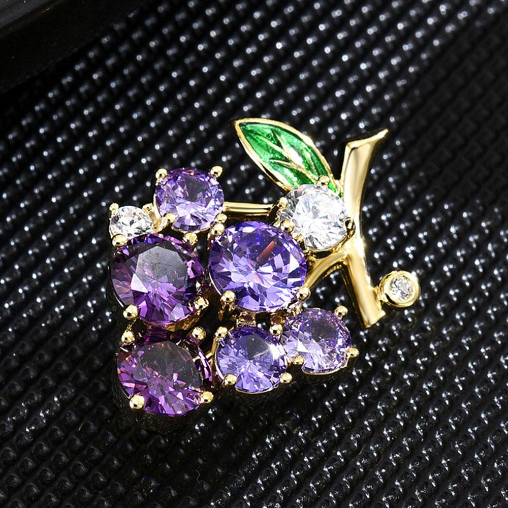 Grape Crystal Brooch Pin Rhinesone Fruits Women's Brooches Wedding Jewelry Gifts