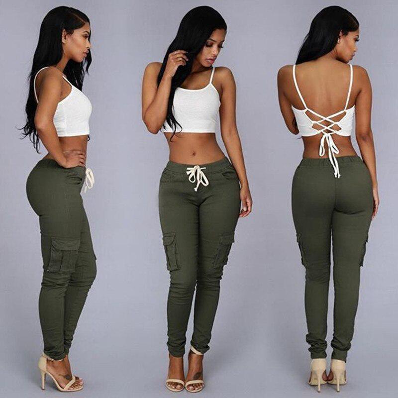 Women Casual Skinny Black Woman Pants Fashion Sexy Streetwear Pencil Pants High Waist Lace-up Slim Ladies Trousers 24293