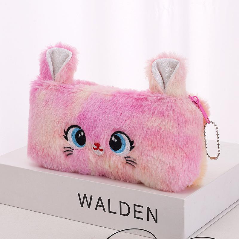 Adorable Kitten Plush Pencil Bag with Large Capacity – Girlish Heart Pencil Case