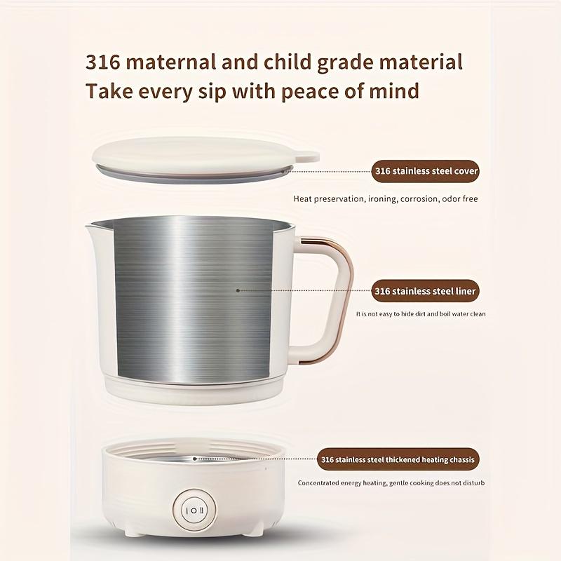 Euro 1pc Multifunctional 304 Stainless Steel Folding Electric Cooking Pot Travel Portable Cooking Pot Stainless Steel Electric Cooking Pot