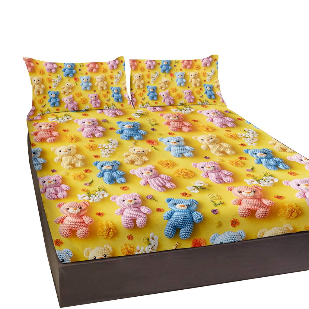 Bedding Set Of 3 Pieces In Bright Yellow With 2 Pillowcases, Suitable For Living Room And Bedroom (Pets, Cartoon)