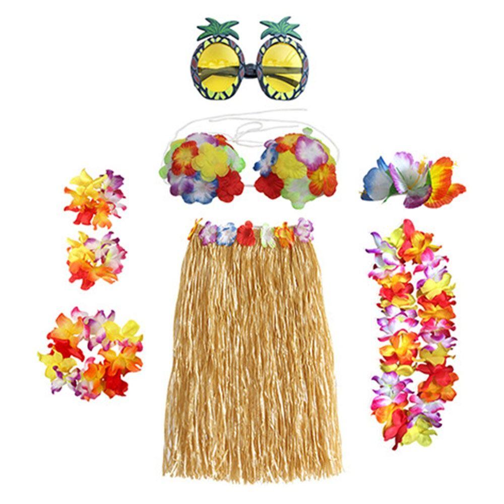 Гавайские принадлежности для вечеринки очки гирлянда ожерелье костюм повязка на голову гавайская хула юбка комплект маскарадный костюм