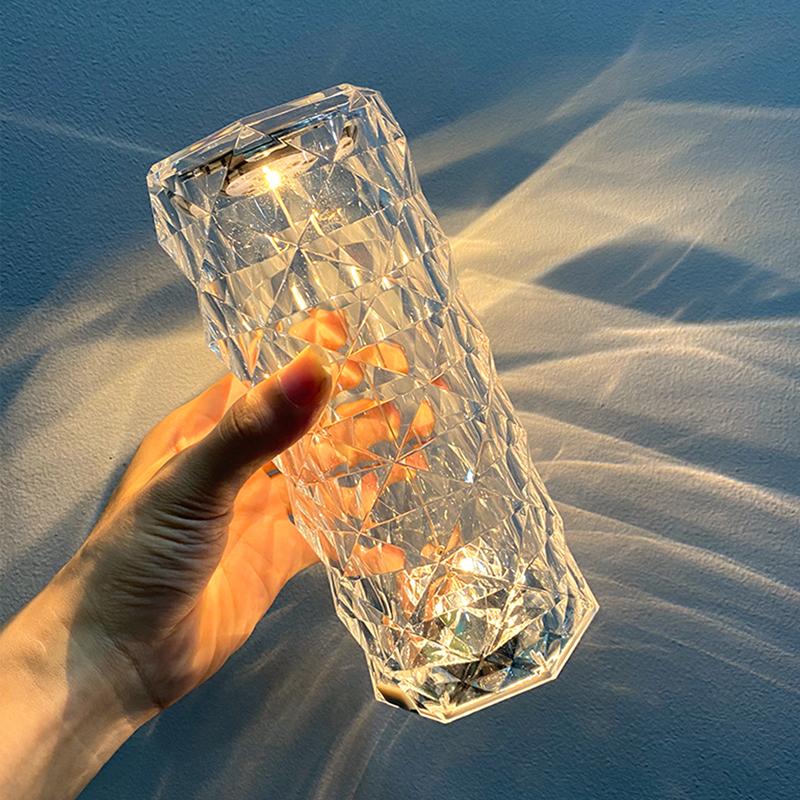 Touch LED Crystal Rose Light USB Creative Light Luxury Bedside Romantic Atmosphere Light Used for Room Decoration and Gift Giving