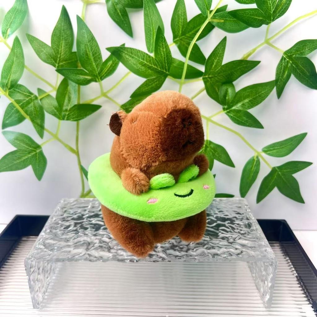 Adorable Capybara Plush Toy Keychain With Cute Swimming Ring Design For Gifts