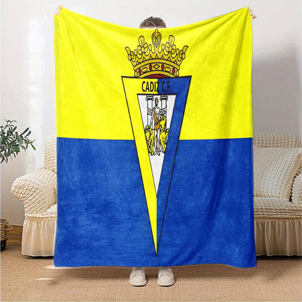 Cadiz Cf Badge Design Flannel Blanket, Soft Polyester, Modern Design, All-Season for Camping, Travel, Gifts for holidays or birthdays