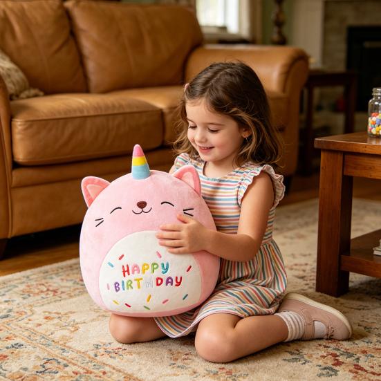 Cat Cow Plush Toy Soft Stuffed Animal Skin-Friendly Cuddle Cushion for Kids Adults Birthday Gift for Girls Boys