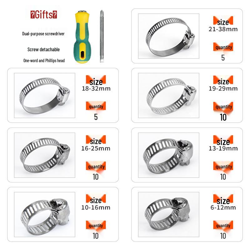 Набор из 60 штук: Американские хомуты для шлангов из нержавеющей стали 304 (6-38 мм)