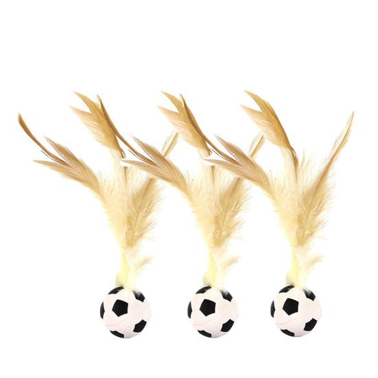 1 шт./3 шт. Интерактивная игрушка-мяч с перьями Мини-прыгучий баскетбольный футбольный бейсбольный мяч с перьями Игрушка-ловец для домашних кошек