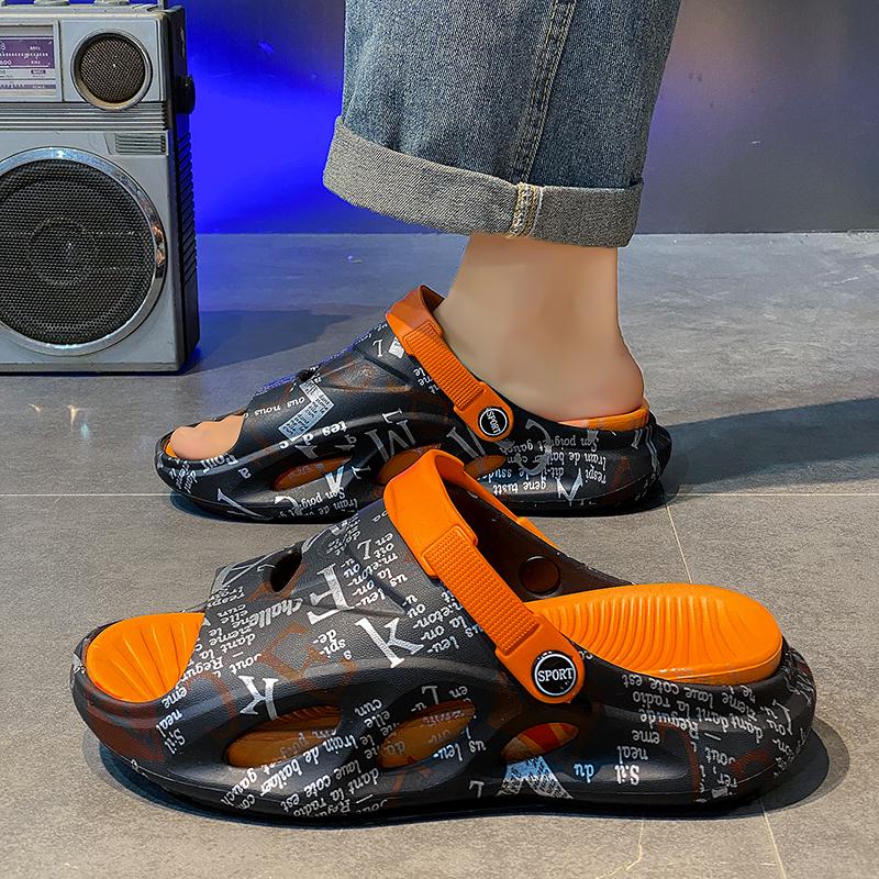 Тапочки мужские летние пляжные на платформе уличные нескользящие кокосовые сандалии мужские для улицы для вождения ощущение дерьма сандалии двойного назначения