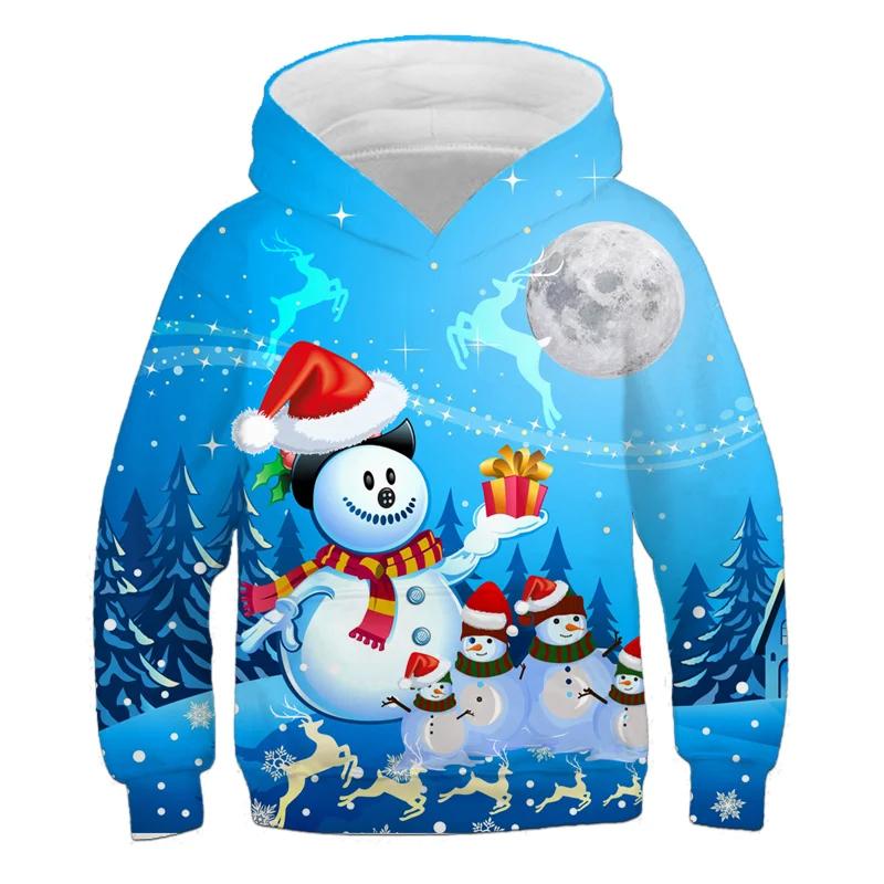 New Kid Hoodies Sweatshirt Boys Girls Christmas Printing Costume Children Clothing Family Party Santa Claus Kids Pullover Coats