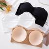 Women Invisible Tube Top Bra Strapless Wireless Anti-slip Silicone Push Up Anti-exposure Solid Color Elastic Lady Bandeau Bra Women Underwear