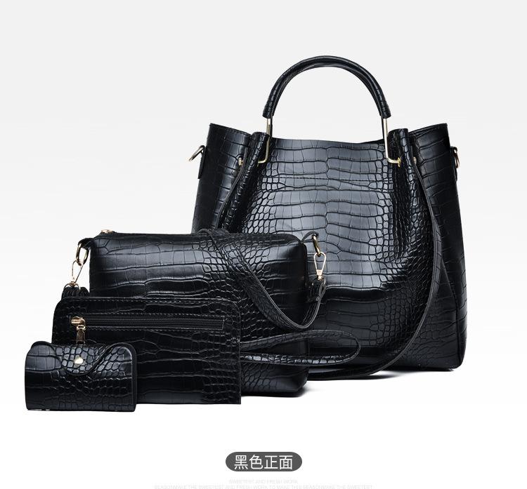 Women's Bag New Fashion Crocodile Pattern Four-piece Set, Mother and Child Bag, Shoulder Portable Messenger Bag