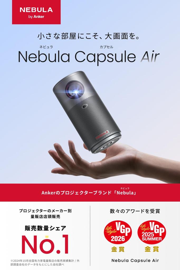 Anker Nebula Capsule Air Smallest Mobile Projector with Google Netflix 150 ANSI Up to Automatic Keystone Home Ceiling Space Up to (World's TV)