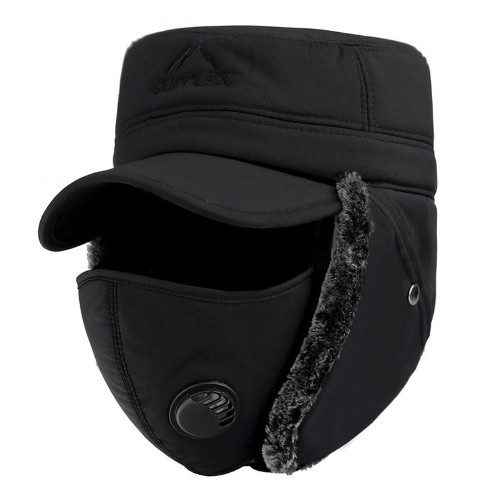 Windproof Winter Men Bomber Hat Cotton Plush Fur Earflap Hat Warm Earflaps Caps
