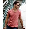 Summer 100% Cotton Elasticity T Shirt Men Casual Soft Fitness Shirt Men T Shirt Tops Tee Shirts V-Neck Short Sleeve Tshirt Men