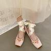 Нежные одинарные туфли с перекрестными ремешками балетки 2025 года, летние туфли из атласа с сухой розой на плоской подошве, легкие туфли для бабушки