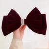 Cloth Bowknot Spring Clip Rhinestone New Year Hairpin Red Velvet Bow Hair Clip  Ponytail Holder