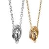 W Ring Pair Necklace Double Ring Pair Necklace Pair Necklace Diamond Surgical Stainless Steel 03NE0445 FREE MULTISLV GLD Silver Gold