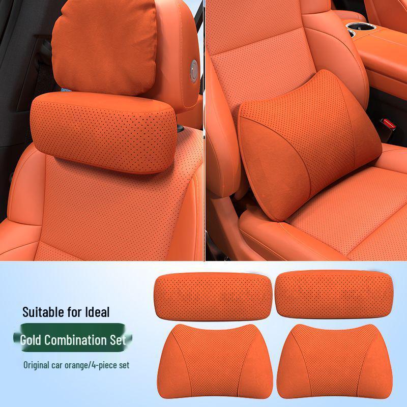 Li Auto L6-L9 MEGA Headrest Neck & Lumbar Support Pillow in Suede – Soft Car Interior Accessory