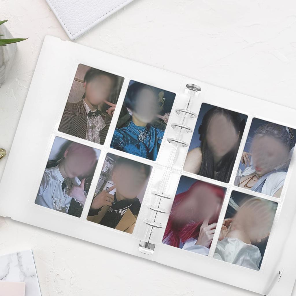 Кармашки для карт с верхней загрузкой, 4 кармана (200 карманов) – Двусторонний протектор страницы для 6-кольцевого скоросшивателя, вмещает карточки 2,7"x3,7": K-pop фотокарточка, Игра