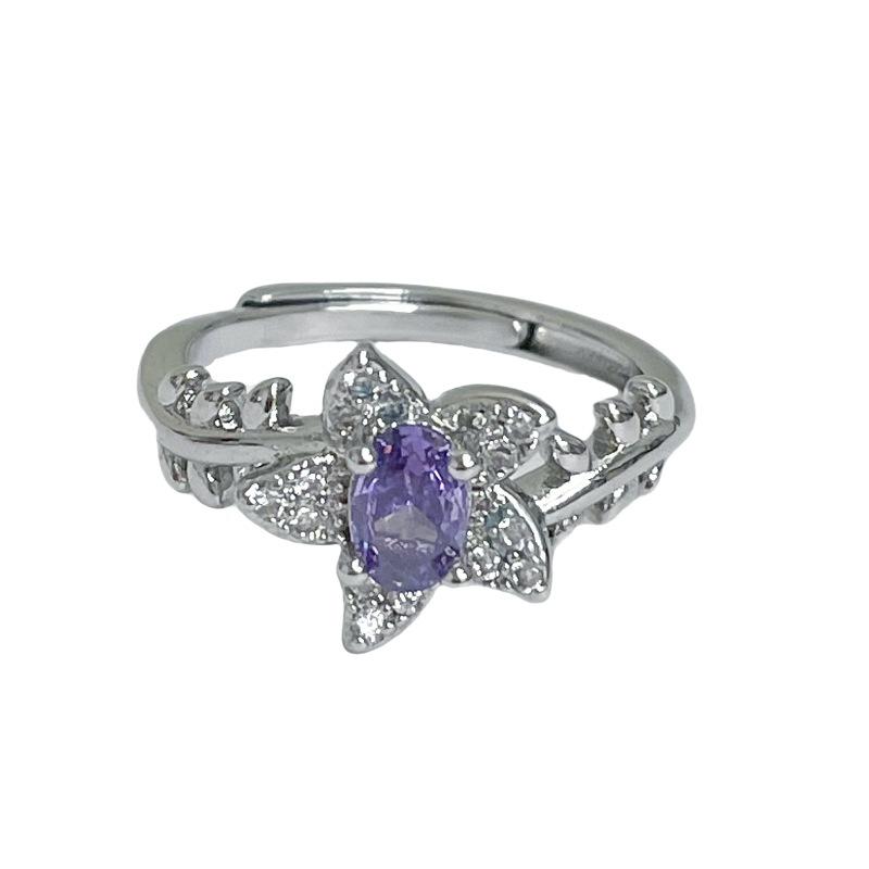 Новый цвет Сокровище Фиолетовый Переотправка Девять Фиолетовых Покидающий Огонь Год Свет Роскошный Открытое Кольцо Кисточка Полный Бриллиант Нишевые Супер Бессмертные Украшения Женщины