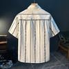 Весна-лето Мужская полосатая рубашка с отложным воротником и коротким рукавом, дышащая, для деловых поездок