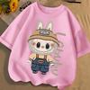 Одежда для родителей и детей с 3D-принтом Labubu, женская футболка, детская футболка, забавный аниме-мультяшный принт, топ с коротким рукавом, 100-160, S-6XL